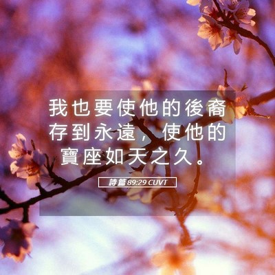 Picture 05 - 詩 篇 89:29 CUVT - 我 也 要 使 他 的 後 裔 存 到 永 遠 - Bible Verse Picture