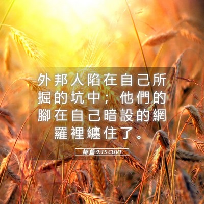 Picture 05 - 詩 篇 9:15 CUVT - 外 邦 人 陷 在 自 己 所 掘 的 坑 中 - Bible Verse Picture