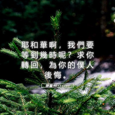 Picture 05 - 詩 篇 90:13 CUVT - 耶 和 華 啊 ， 我 們 要 等 到 幾 時 - Bible Verse Picture