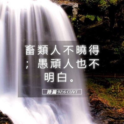 Picture 05 - 詩 篇 92:6 CUVT - 畜 類 人 不 曉 得 ； 愚 頑 人 也 不 - Bible Verse Picture