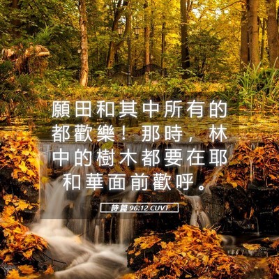 Picture 05 - 詩 篇 96:12 CUVT - 願 田 和 其 中 所 有 的 都 歡 樂 ！ - Bible Verse Picture
