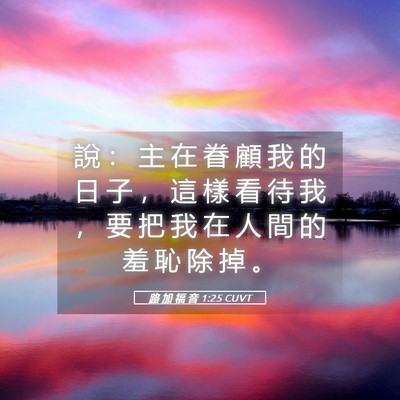 Picture 05 - 路 加 福 音 1:25 CUVT - 說 ： 主 在 眷 顧 我 的 日 子 ， 這 - Bible Verse Picture