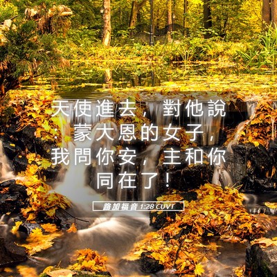Picture 05 - 路 加 福 音 1:28 CUVT - 天 使 進 去 ， 對 他 說 ： 蒙 大 恩 - Bible Verse Picture