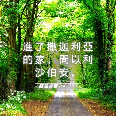 Picture 05 - 路 加 福 音 1:40 CUVT - 進 了 撒 迦 利 亞 的 家 ， 問 以 利 - Bible Verse Picture