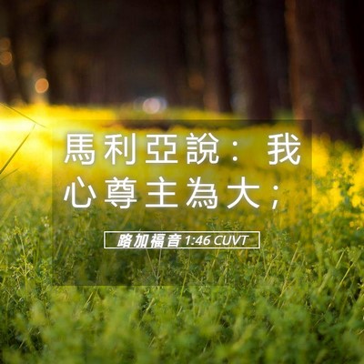 Picture 05 - 路 加 福 音 1:46 CUVT - 馬 利 亞 說 ： 我 心 尊 主 為 大 - Bible Verse Picture