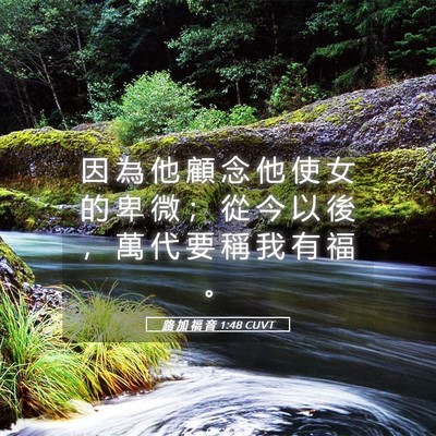 Picture 05 - 路 加 福 音 1:48 CUVT - 因 為 他 顧 念 他 使 女 的 卑 微 ； - Bible Verse Picture