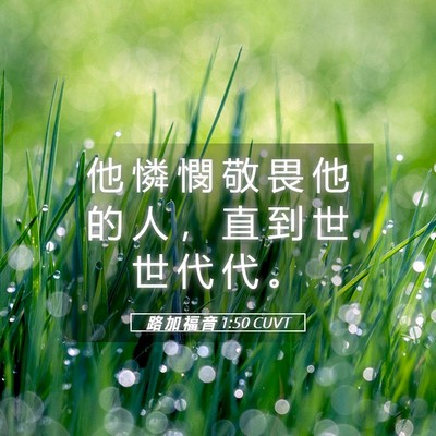 Picture 05 - 路 加 福 音 1:50 CUVT - 他 憐 憫 敬 畏 他 的 人 ， 直 到 世 - Bible Verse Picture