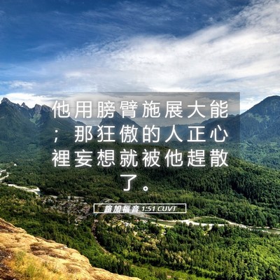 Picture 05 - 路 加 福 音 1:51 CUVT - 他 用 膀 臂 施 展 大 能 ； 那 狂 傲 - Bible Verse Picture