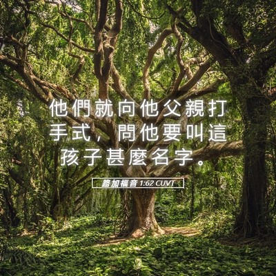 Picture 05 - 路 加 福 音 1:62 CUVT - 他 們 就 向 他 父 親 打 手 式 ， 問 - Bible Verse Picture