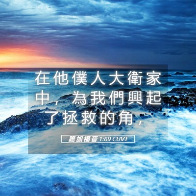 Picture 05 - 路 加 福 音 1:69 CUVT - 在 他 僕 人 大 衛 家 中 ， 為 我 們 - Bible Verse Picture