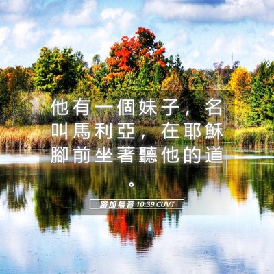 Picture 05 - 路 加 福 音 10:39 CUVT - 他 有 一 個 妹 子 ， 名 叫 馬 利 亞 - Bible Verse Picture