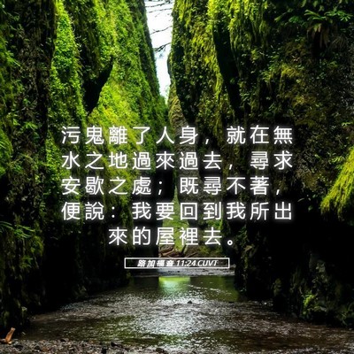 Picture 05 - 路 加 福 音 11:24 CUVT - 污 鬼 離 了 人 身 ， 就 在 無 水 之 - Bible Verse Picture