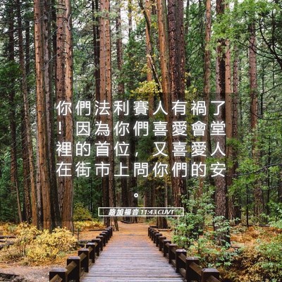Picture 05 - 路 加 福 音 11:43 CUVT - 你 們 法 利 賽 人 有 禍 了 ！ 因 為 - Bible Verse Picture