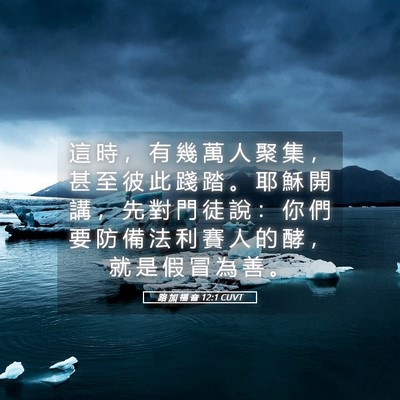 Picture 05 - 路 加 福 音 12:1 CUVT - 這 時 ， 有 幾 萬 人 聚 集 ， 甚 至 - Bible Verse Picture