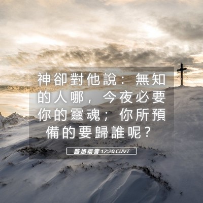 Picture 05 - 路 加 福 音 12:20 CUVT - 神 卻 對 他 說 ： 無 知 的 人 哪 ， - Bible Verse Picture