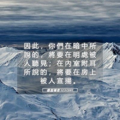 Picture 05 - 路 加 福 音 12:3 CUVT - 因 此 ， 你 們 在 暗 中 所 說 的 ， - Bible Verse Picture