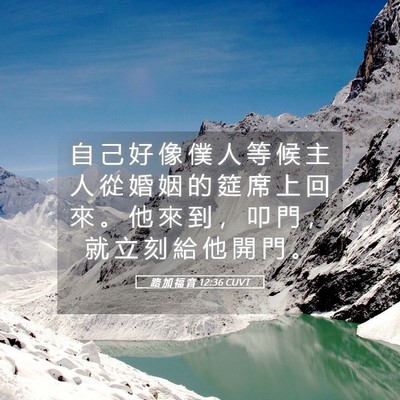 Picture 05 - 路 加 福 音 12:36 CUVT - 自 己 好 像 僕 人 等 候 主 人 從 婚 - Bible Verse Picture