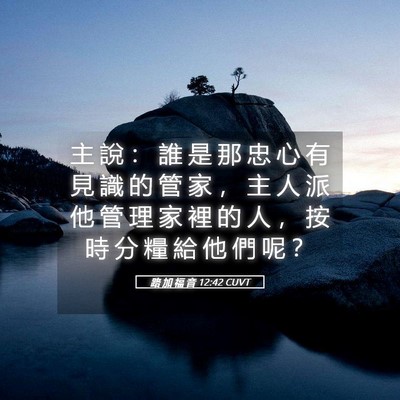 Picture 05 - 路 加 福 音 12:42 CUVT - 主 說 ： 誰 是 那 忠 心 有 見 識 的 - Bible Verse Picture