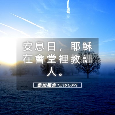 Picture 05 - 路 加 福 音 13:10 CUVT - 安 息 日 ， 耶 穌 在 會 堂 裡 教 訓 - Bible Verse Picture