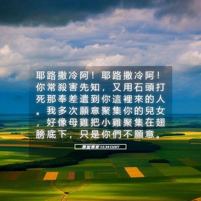 Picture 05 - 路 加 福 音 13:34 CUVT - 耶 路 撒 冷 阿 ！ 耶 路 撒 冷 阿 ！ - Bible Verse Picture