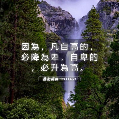 Picture 05 - 路 加 福 音 14:11 CUVT - 因 為 ， 凡 自 高 的 ， 必 降 為 卑 - Bible Verse Picture