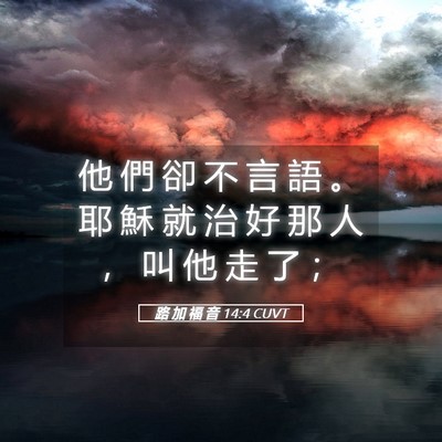 Picture 05 - 路 加 福 音 14:4 CUVT - 他 們 卻 不 言 語 。 耶 穌 就 治 好 - Bible Verse Picture
