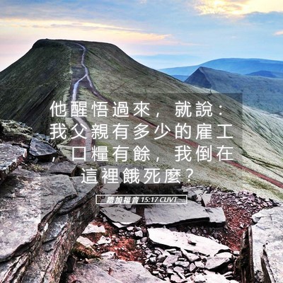 Picture 05 - 路 加 福 音 15:17 CUVT - 他 醒 悟 過 來 ， 就 說 ： 我 父 親 - Bible Verse Picture