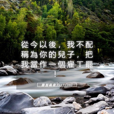 Picture 05 - 路 加 福 音 15:19 CUVT - 從 今 以 後 ， 我 不 配 稱 為 你 的 - Bible Verse Picture
