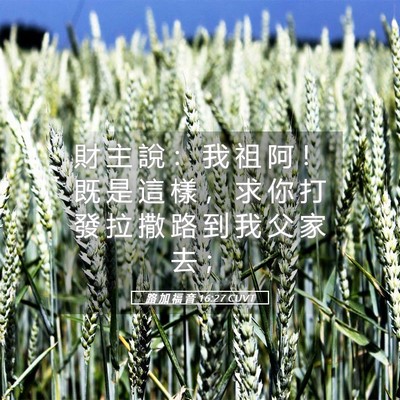 Picture 05 - 路 加 福 音 16:27 CUVT - 財 主 說 ： 我 祖 阿 ！ 既 是 這 樣 - Bible Verse Picture