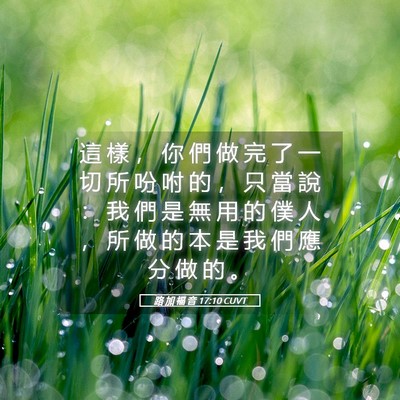 Picture 05 - 路 加 福 音 17:10 CUVT - 這 樣 ， 你 們 做 完 了 一 切 所 吩 - Bible Verse Picture