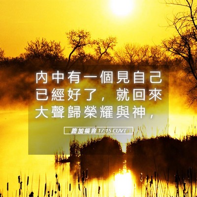 Picture 05 - 路 加 福 音 17:15 CUVT - 內 中 有 一 個 見 自 己 已 經 好 了 - Bible Verse Picture