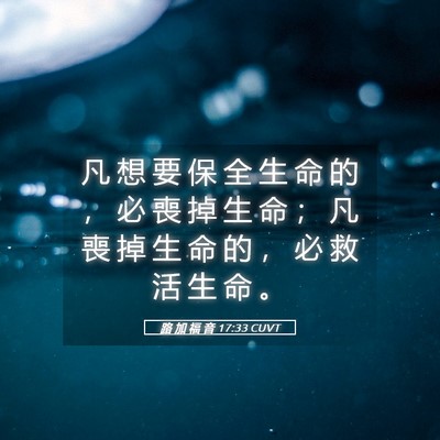 Picture 05 - 路 加 福 音 17:33 CUVT - 凡 想 要 保 全 生 命 的 ， 必 喪 掉 - Bible Verse Picture