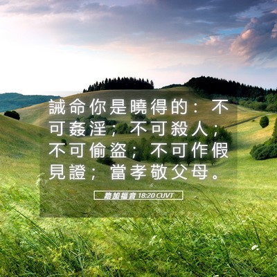 Picture 05 - 路 加 福 音 18:20 CUVT - 誡 命 你 是 曉 得 的 ： 不 可 姦 淫 - Bible Verse Picture