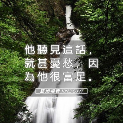 Picture 05 - 路 加 福 音 18:23 CUVT - 他 聽 見 這 話 ， 就 甚 憂 愁 ， 因 - Bible Verse Picture