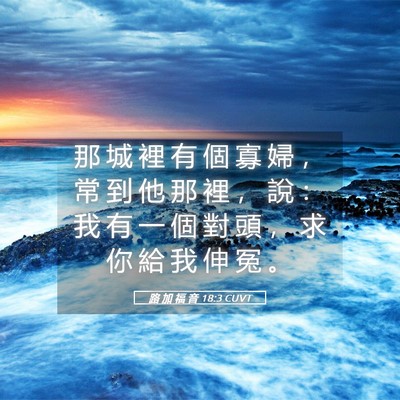 Picture 05 - 路 加 福 音 18:3 CUVT - 那 城 裡 有 個 寡 婦 ， 常 到 他 那 - Bible Verse Picture