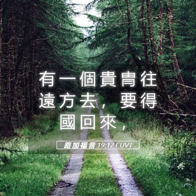 Picture 05 - 路 加 福 音 19:12 CUVT - 有 一 個 貴 冑 往 遠 方 去 ， 要 得 - Bible Verse Picture