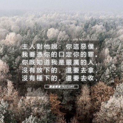 Picture 05 - 路 加 福 音 19:22 CUVT - 主 人 對 他 說 ： 你 這 惡 僕 ， 我 - Bible Verse Picture