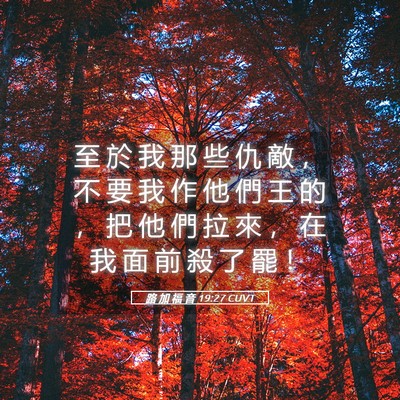 Picture 05 - 路 加 福 音 19:27 CUVT - 至 於 我 那 些 仇 敵 ， 不 要 我 作 - Bible Verse Picture