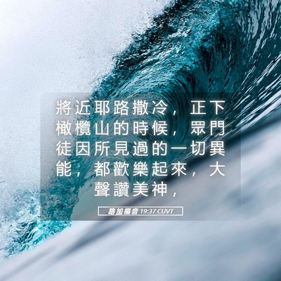 Picture 05 - 路 加 福 音 19:37 CUVT - 將 近 耶 路 撒 冷 ， 正 下 橄 欖 山 - Bible Verse Picture