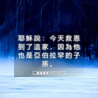 Picture 05 - 路 加 福 音 19:9 CUVT - 耶 穌 說 ： 今 天 救 恩 到 了 這 家 - Bible Verse Picture