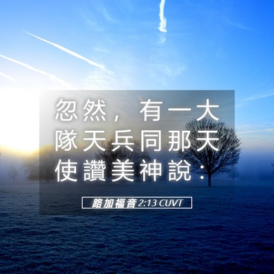 Picture 05 - 路 加 福 音 2:13 CUVT - 忽 然 ， 有 一 大 隊 天 兵 同 那 天 - Bible Verse Picture