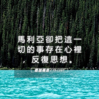 Picture 05 - 路 加 福 音 2:19 CUVT - 馬 利 亞 卻 把 這 一 切 的 事 存 在 - Bible Verse Picture