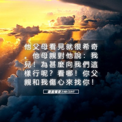 Picture 05 - 路 加 福 音 2:48 CUVT - 他 父 母 看 見 就 很 希 奇 。 他 母 - Bible Verse Picture