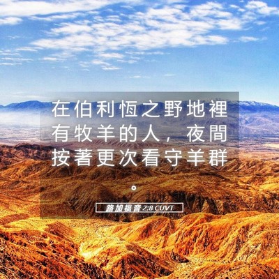 Picture 05 - 路 加 福 音 2:8 CUVT - 在 伯 利 恆 之 野 地 裡 有 牧 羊 的 - Bible Verse Picture