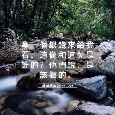 Picture 05 - 路 加 福 音 20:24 CUVT - 拿 一 個 銀 錢 來 給 我 看 。 這 像 - Bible Verse Picture