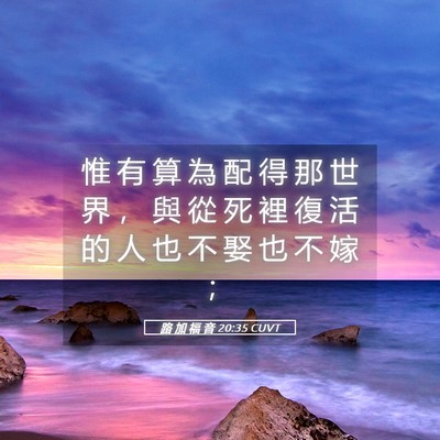 Picture 05 - 路 加 福 音 20:35 CUVT - 惟 有 算 為 配 得 那 世 界 ， 與 從 - Bible Verse Picture