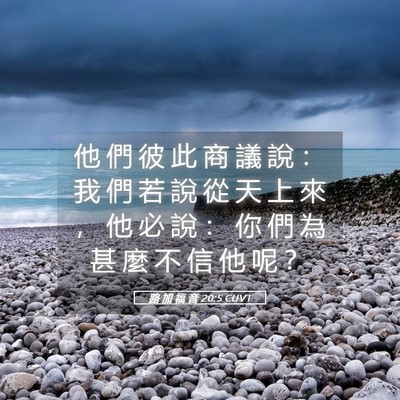 Picture 05 - 路 加 福 音 20:5 CUVT - 他 們 彼 此 商 議 說 ： 我 們 若 說 - Bible Verse Picture