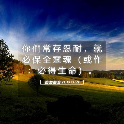 Picture 05 - 路 加 福 音 21:19 CUVT - 你 們 常 存 忍 耐 ， 就 必 保 全 靈 - Bible Verse Picture