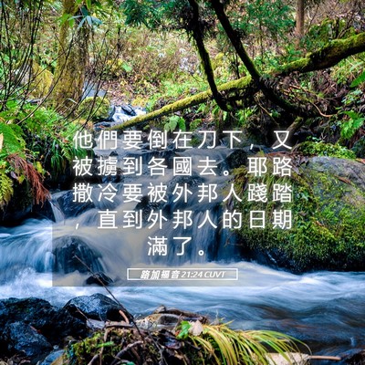 Picture 05 - 路 加 福 音 21:24 CUVT - 他 們 要 倒 在 刀 下 ， 又 被 擄 到 - Bible Verse Picture