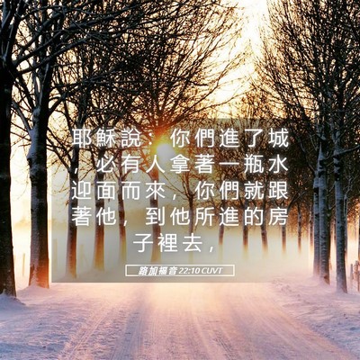 Picture 05 - 路 加 福 音 22:10 CUVT - 耶 穌 說 ： 你 們 進 了 城 ， 必 有 - Bible Verse Picture